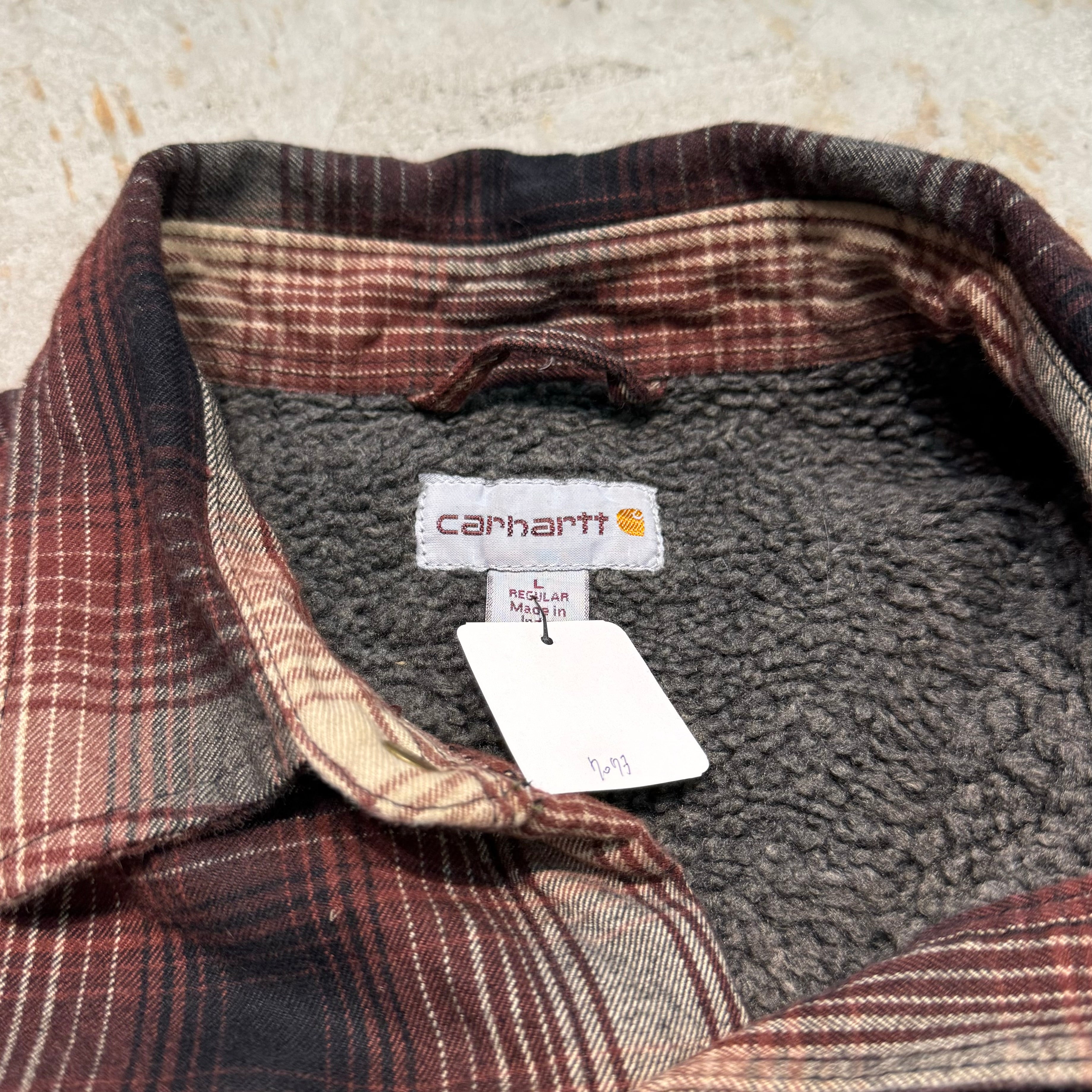 古着 CARHARTT/カーハート/シャツジャケット/チェック柄/裏起毛/サイズ