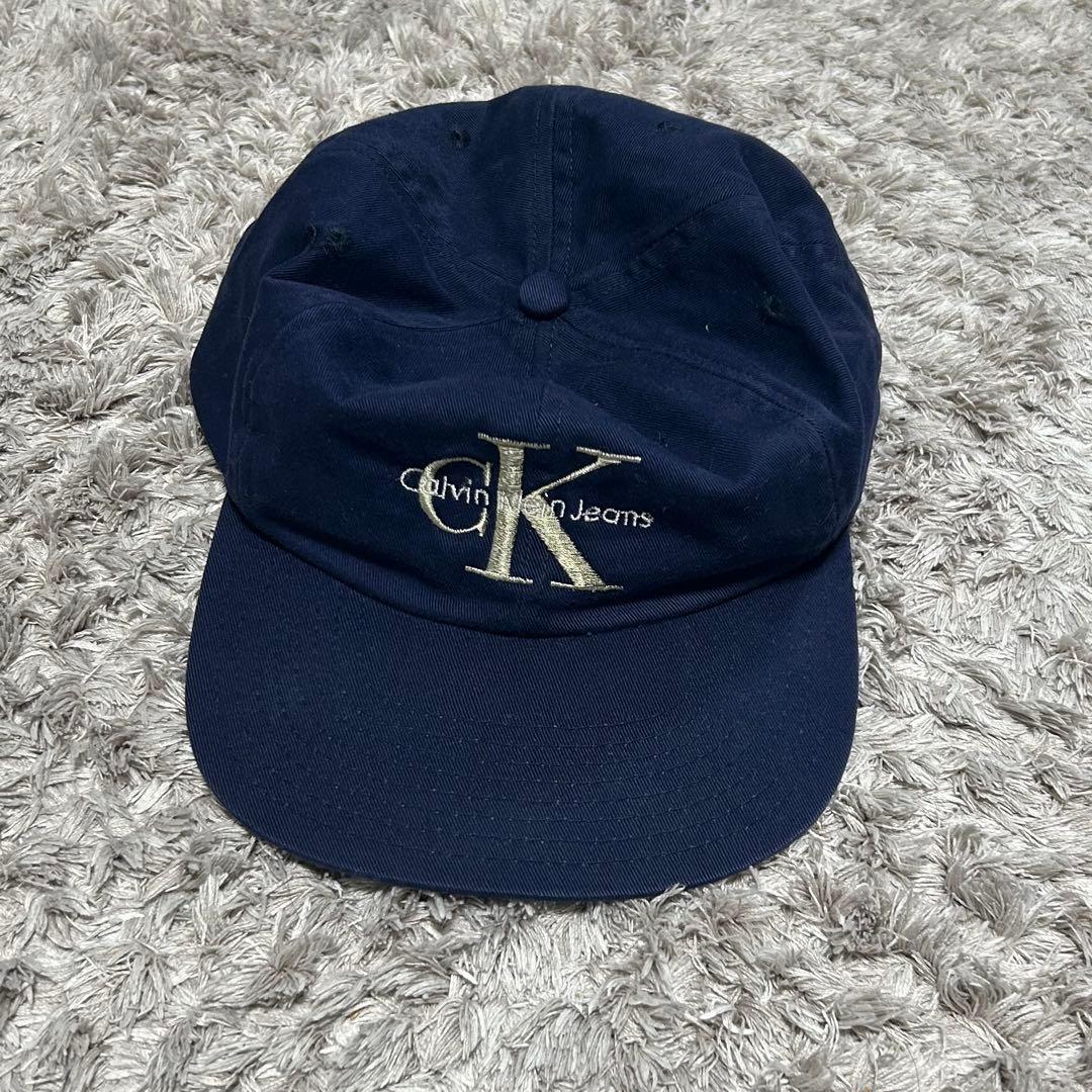 90s USA製   カルバンクライン キャップ ネイビー Calvin Klein(カルバンクライン) / 90S/オールドキャップ/--/コットン